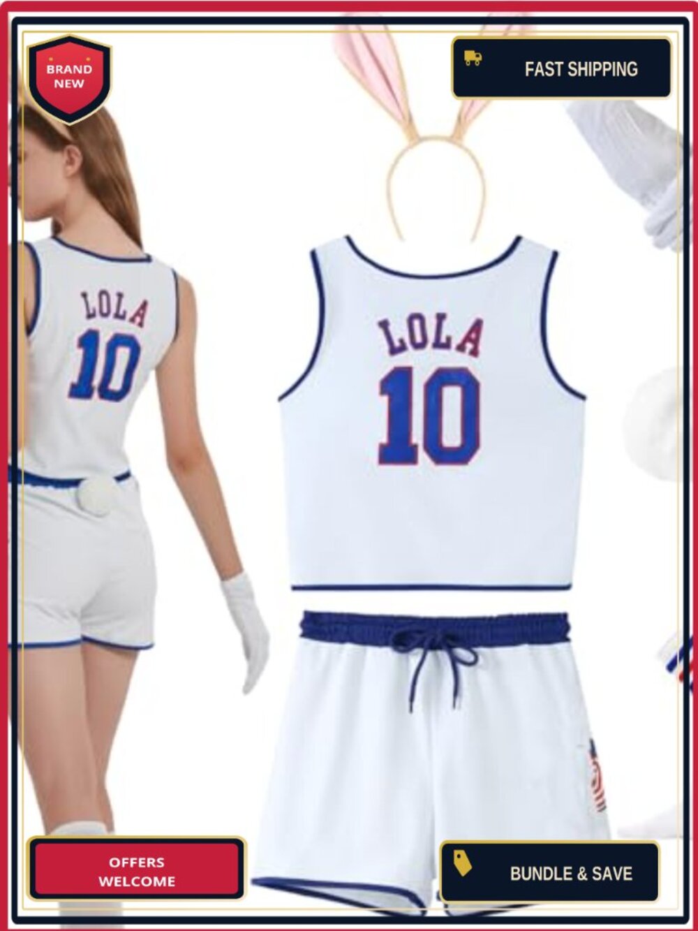 Women Halloween Basketball Costume Set Top Shorts Accessories Cosplay